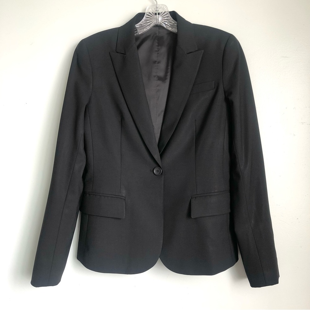Theory Black Tailored Single-Button Blazer